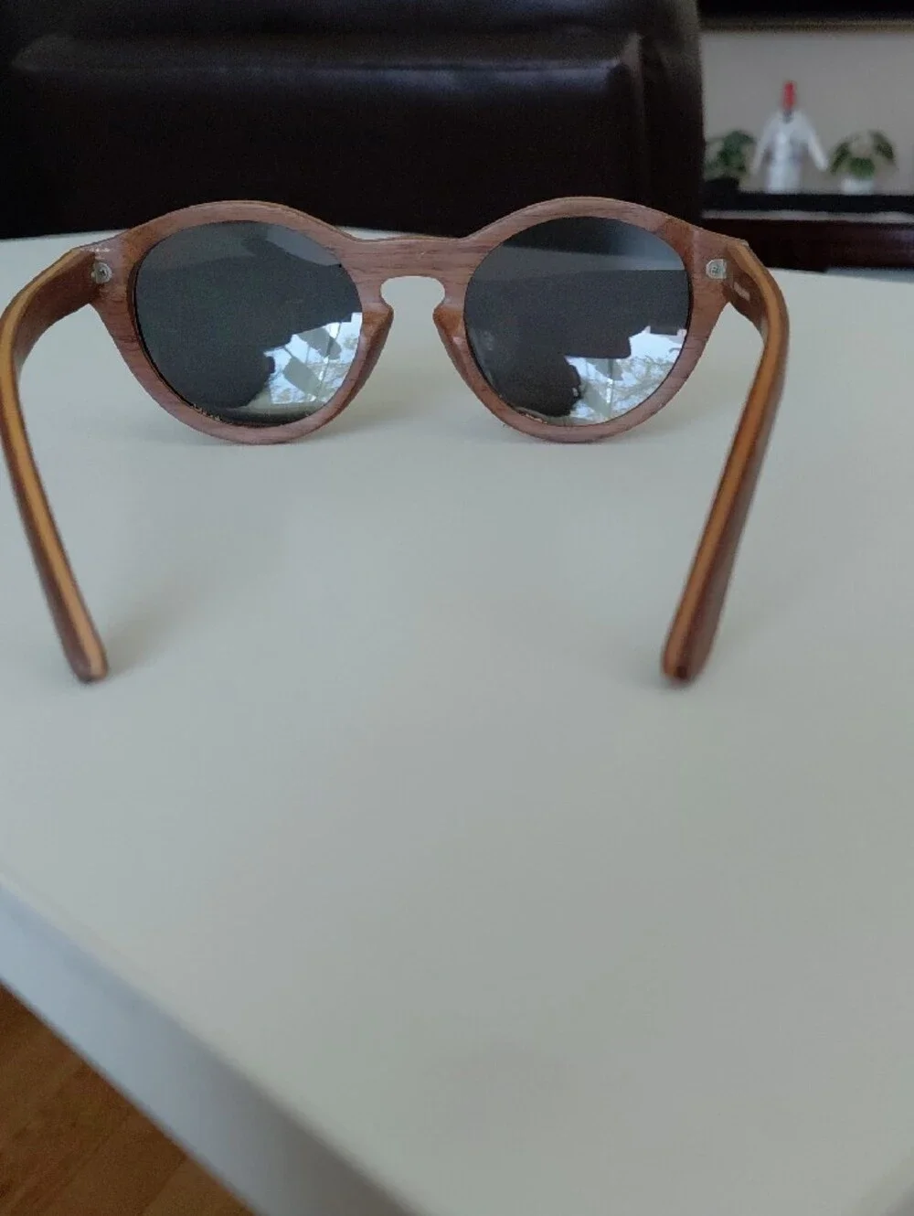 FINLAY AND CO MODEL BLWGNNS 020 Wooden Round Frame Sunglasses – Black Lenses